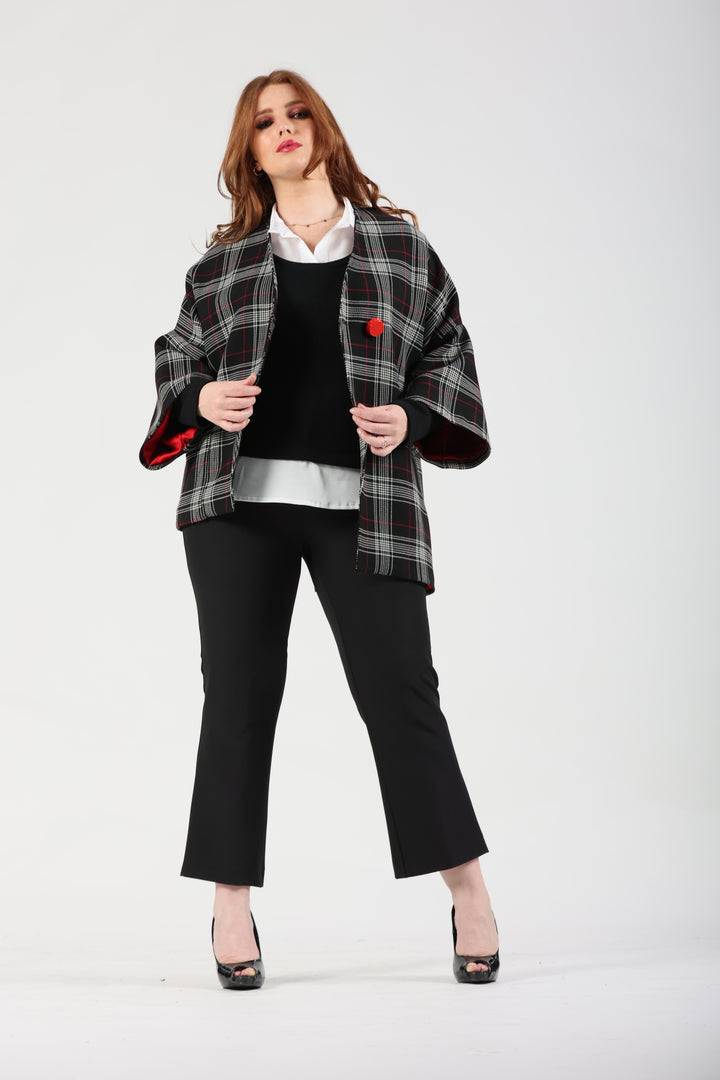 Oltre Tempo Giacca asimmetrica fantasia tartan Outlet