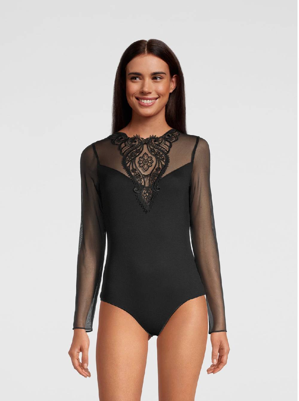 Oscalito Body maniche lunghe con inserto macramè 1388 Novità