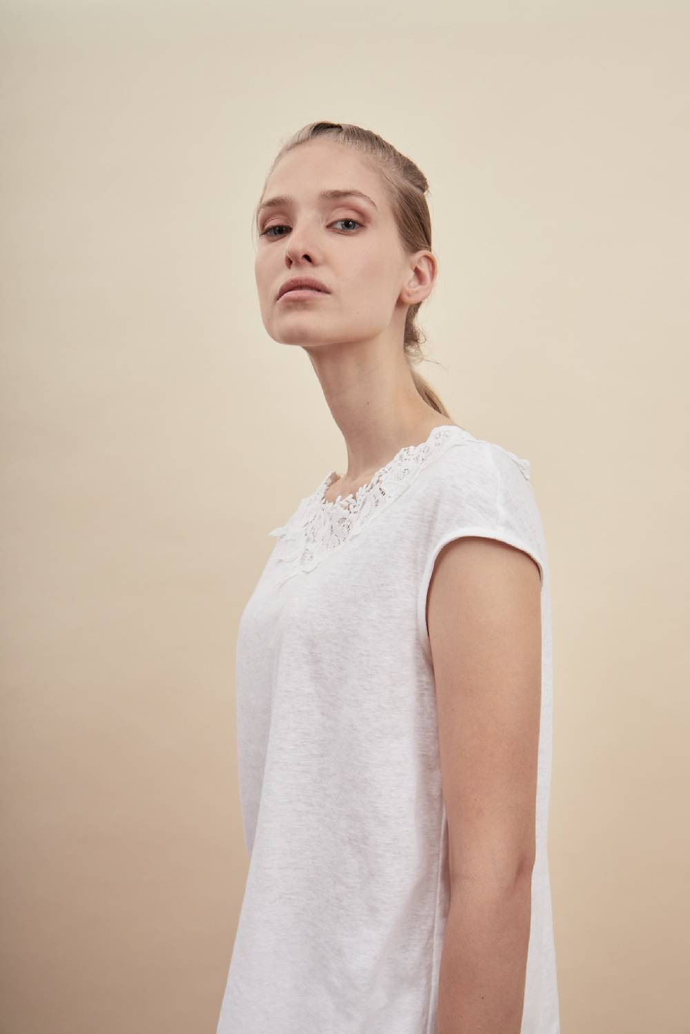 Oscalito T-shirt Donna 70% COTONE , 30% LINO 4884 Outlet