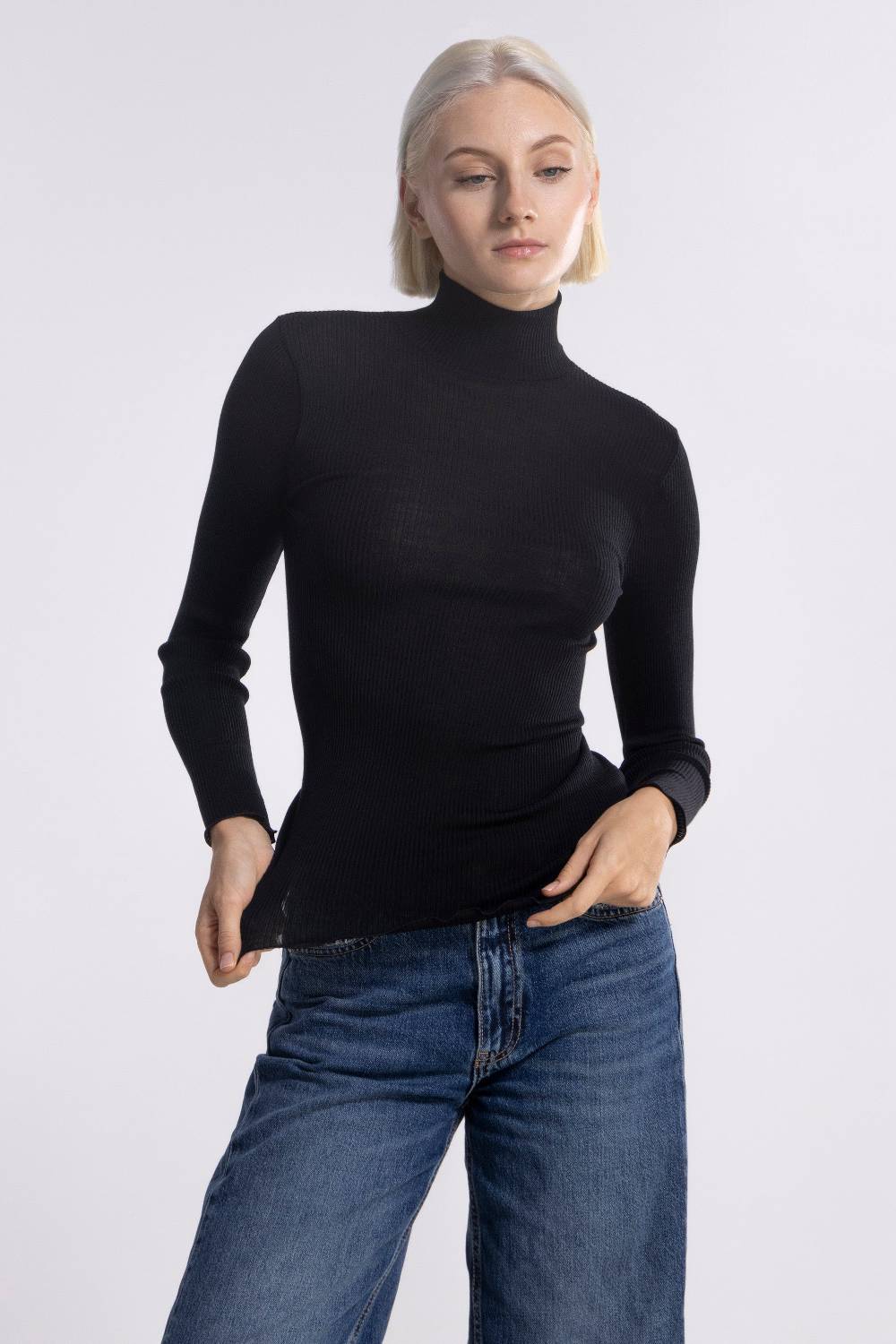 Oscalito Dolcevita Lupetto Tubolare Maniche Lunghe Lana e Seta 3429 Vendite Flash