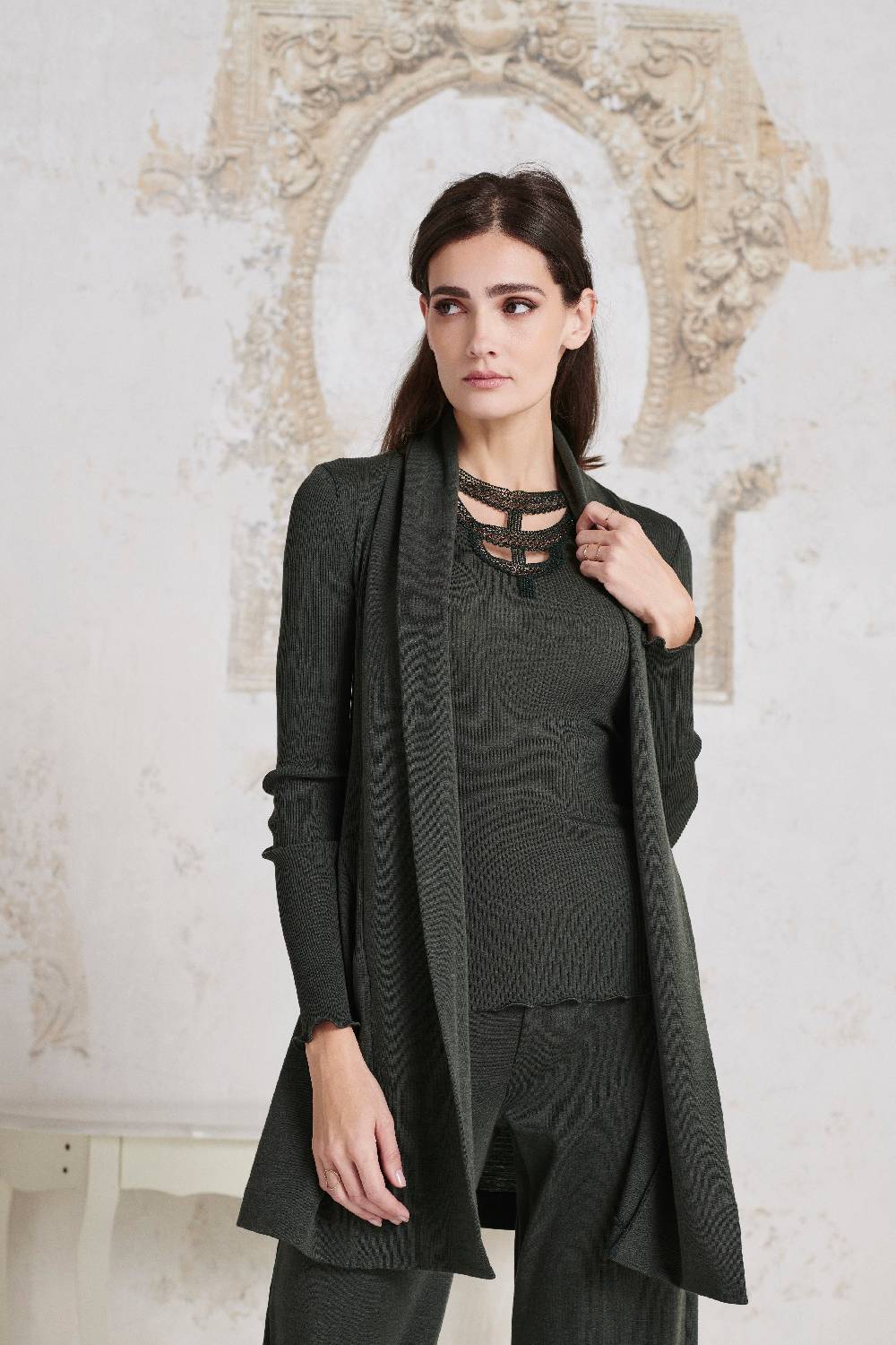 Oscalito Cardigan Lungo in Lana e Seta 3463 Consegna Veloce