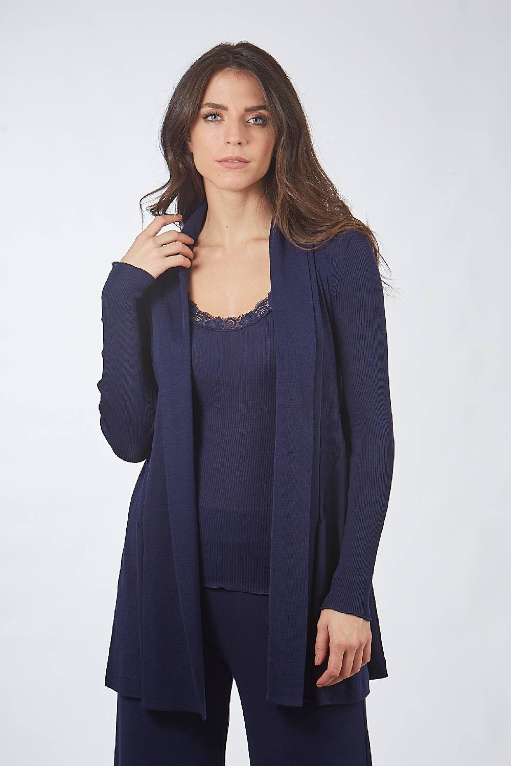Oscalito Cardigan Lungo in Lana e Seta 3463 Consegna Veloce
