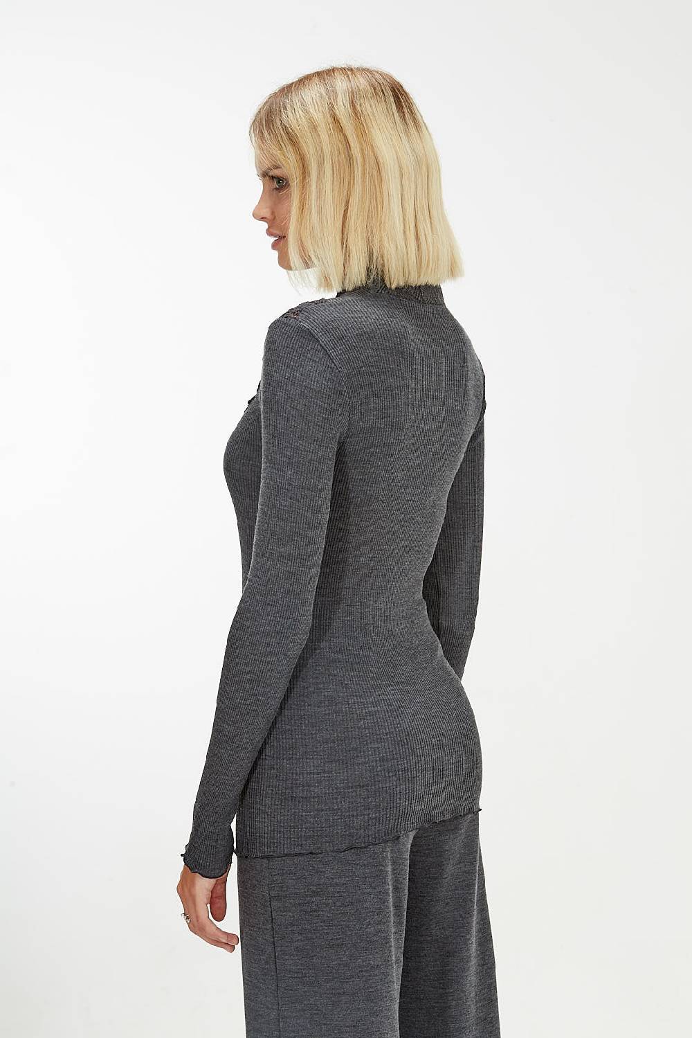 Oscalito Maglia a maniche lunghe in lana e seta con motivo tartan macramè 5808 Fino Al -60%