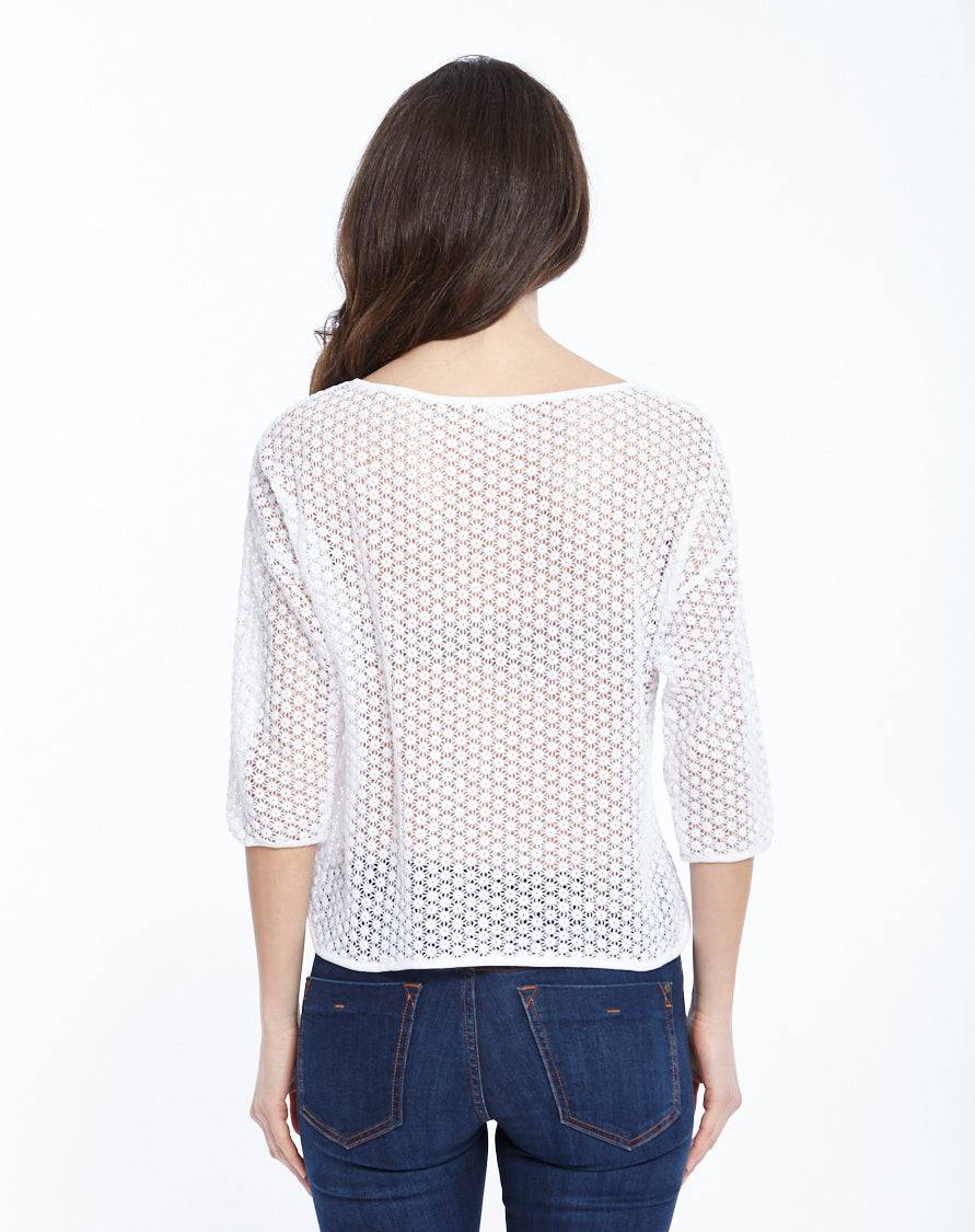 Oscalito Camicia Manica Tre Quarti in Micromacramè Allover 8506 Vendita Economica
