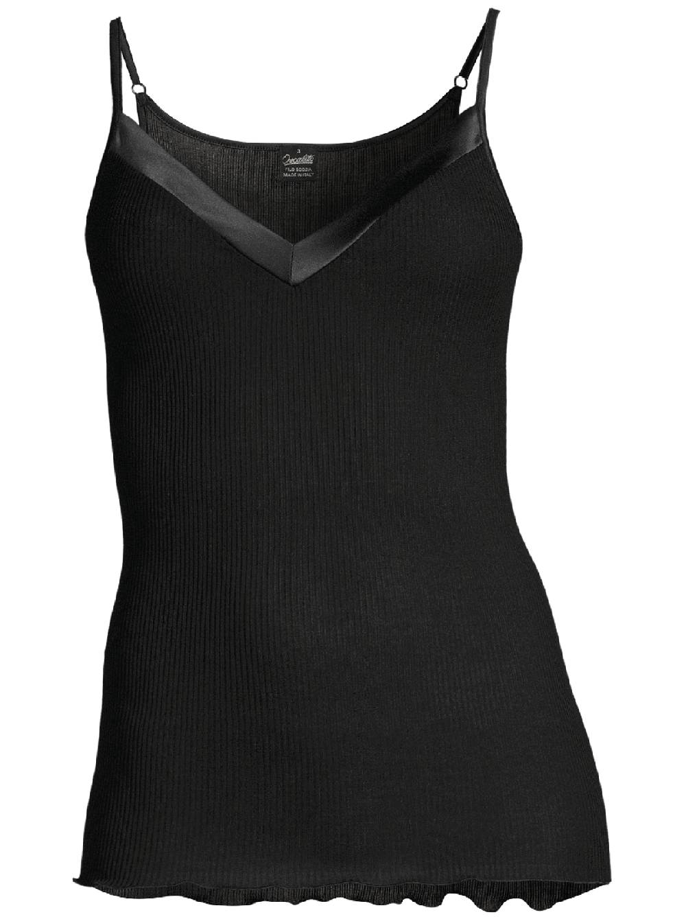 Oscalito Filoscozia Top Scollo V con Bordi in Raso 16130 Prezzo Ridotto