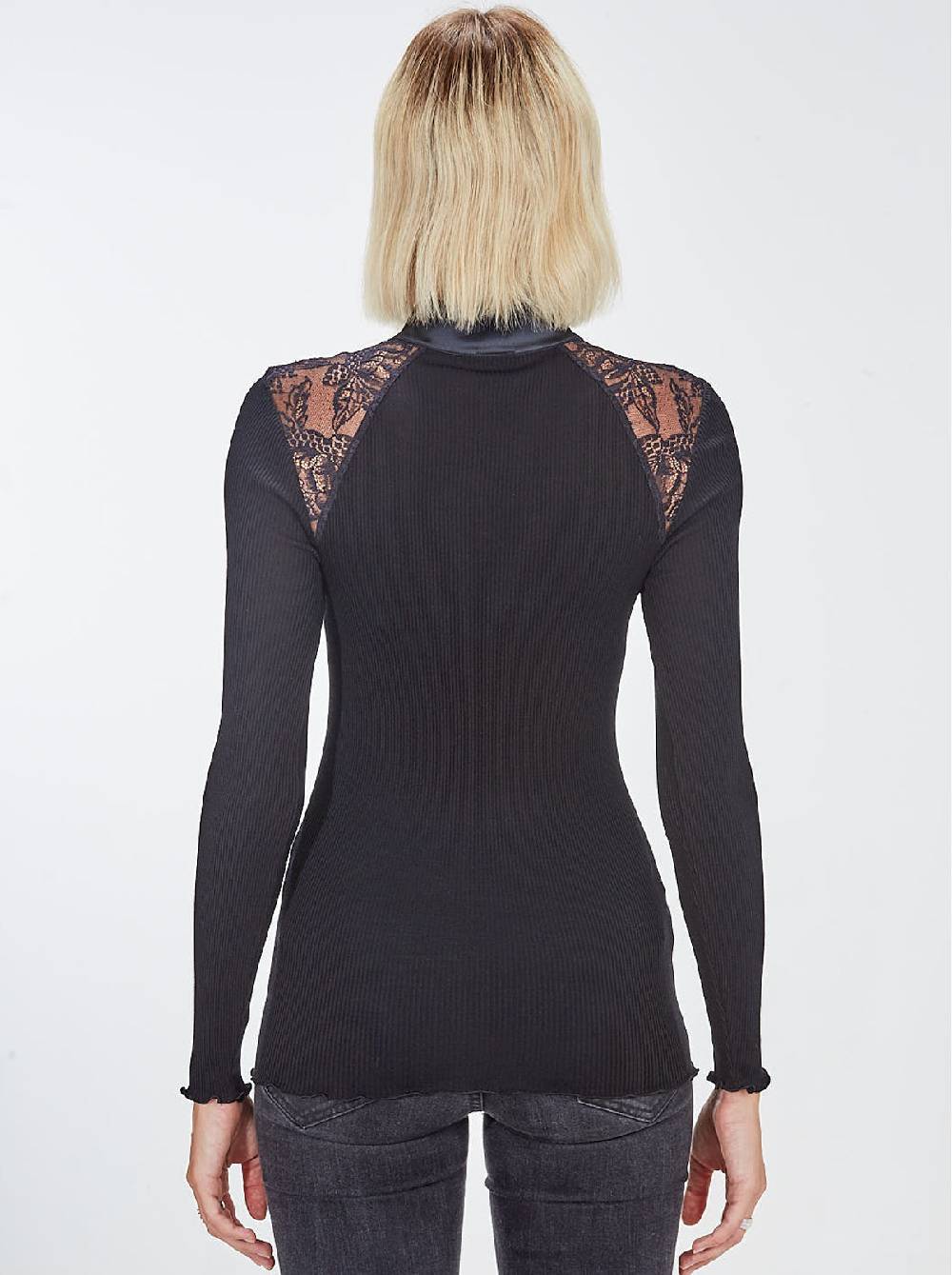 Oscalito Camicia Collo Alto Chantilly Maniche Lunghe in Lana e Seta 5868 Vendita Economica