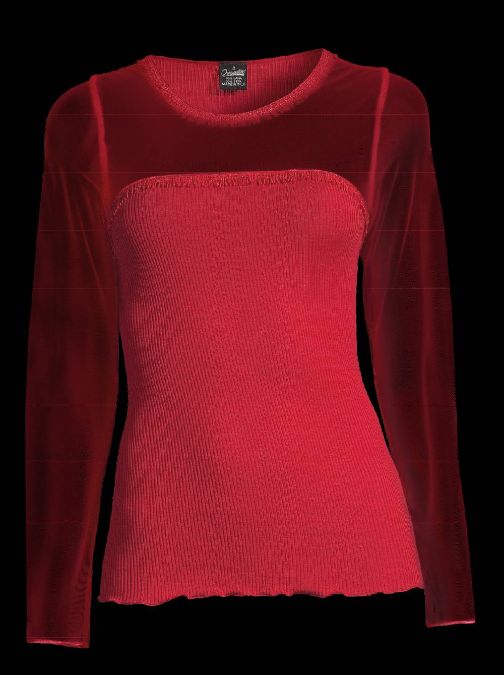 Oscalito Girocollo maniche lunghe fascia macramè con piccole frange 6488 Bestseller