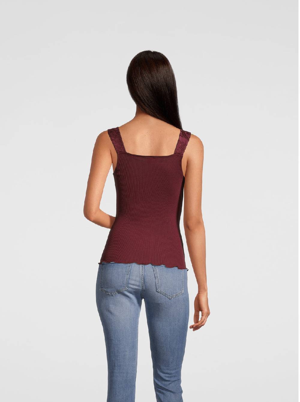 Oscalito Top in Lana e Seta con Pizzo Leavers all over 6420 Consegna Veloce