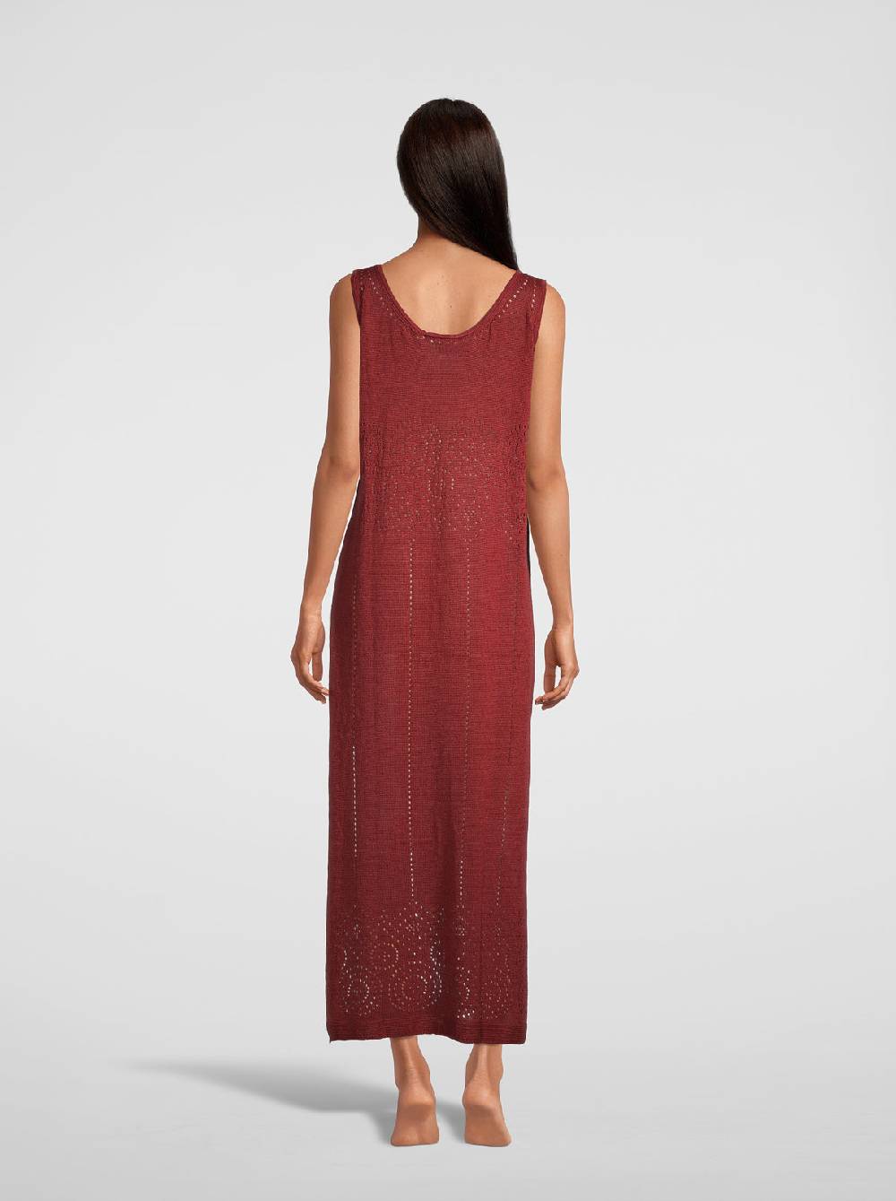 Oscalito Abito lungo senza maniche in maglia di puro lino 6588 Economico