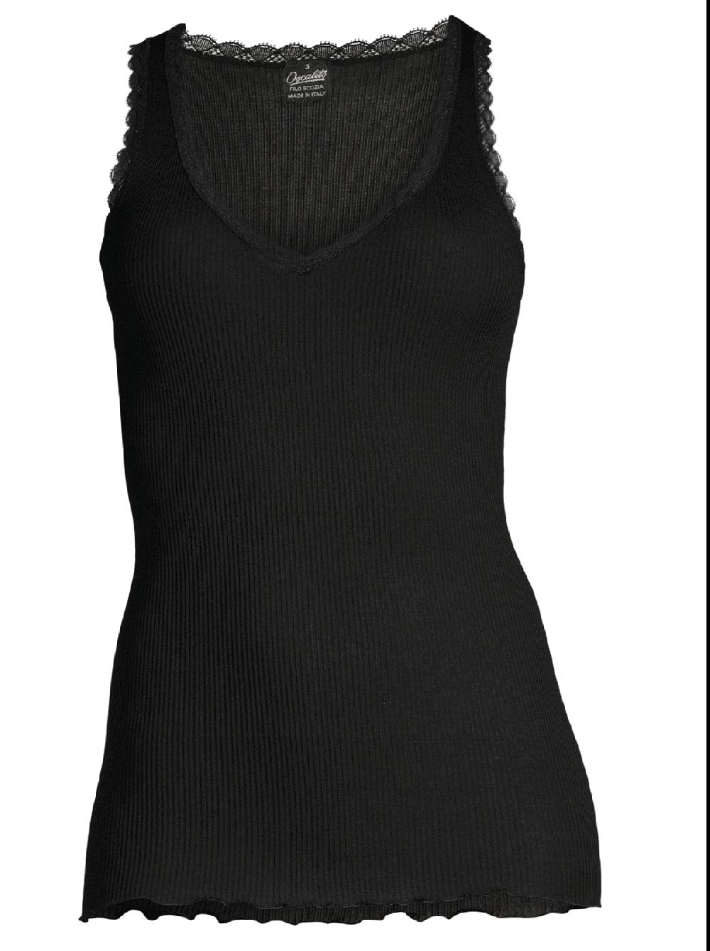 Oscalito Canotta Filoscozia® Scollo a V con Micro Pizzo Leavers 3172 Qualità Garantita