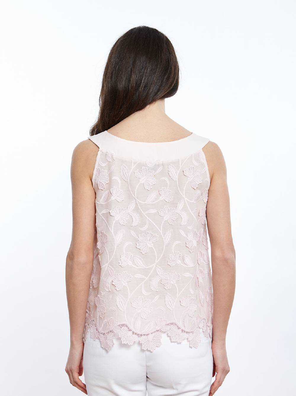 Oscalito Top in Voile di Cotone con Ricamo Surposé 4910 Shopping Online