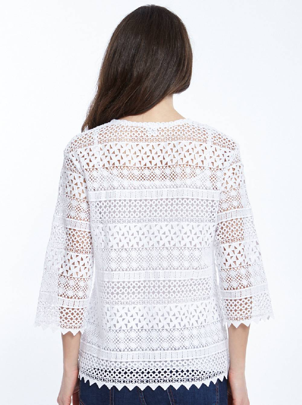 Oscalito Cardigan a maniche midi Allover Macramè Cotone 4536 Outlet
