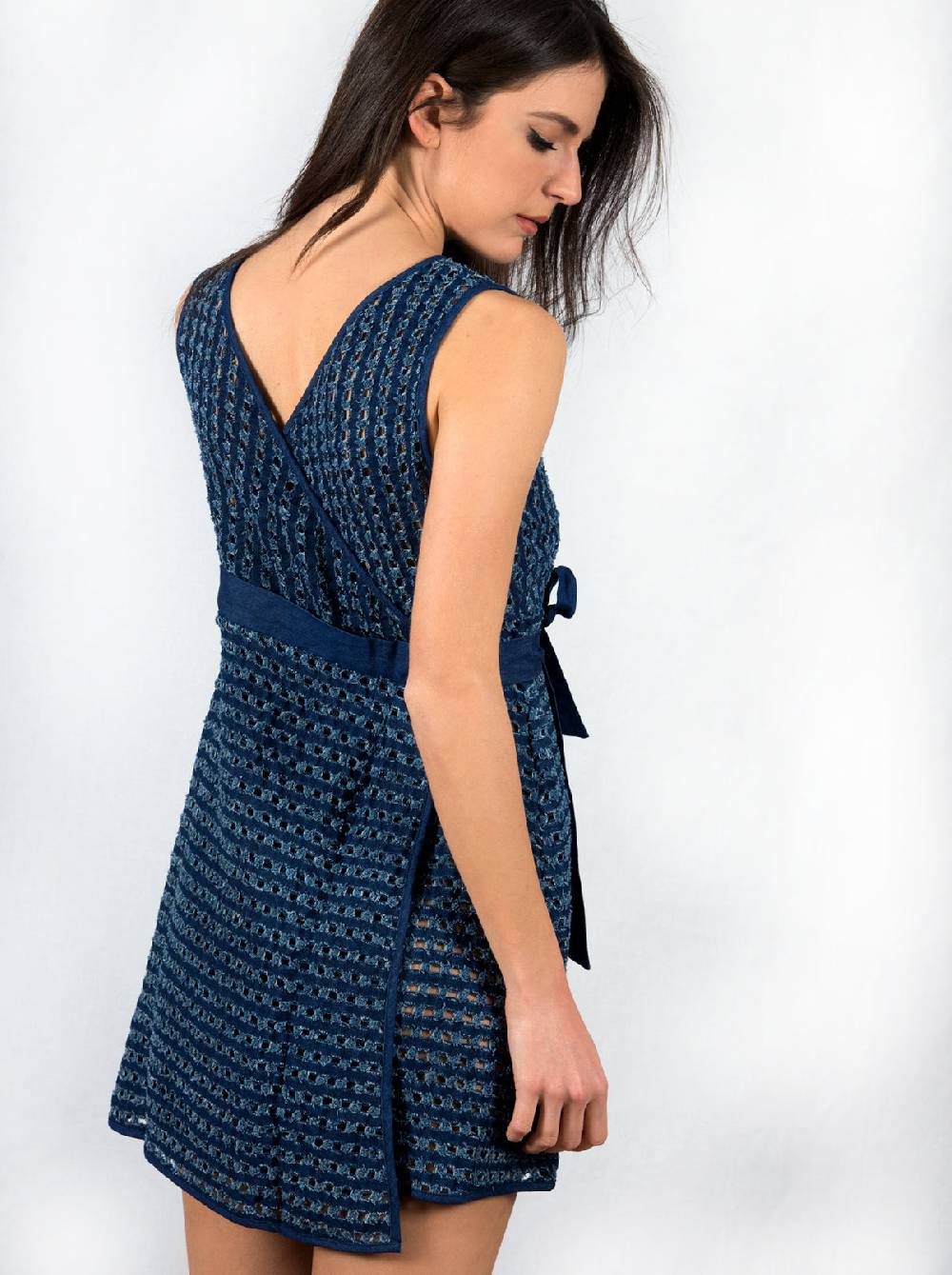 Oscalito Mini abito smanicato denim reversibile 4606 Nuova