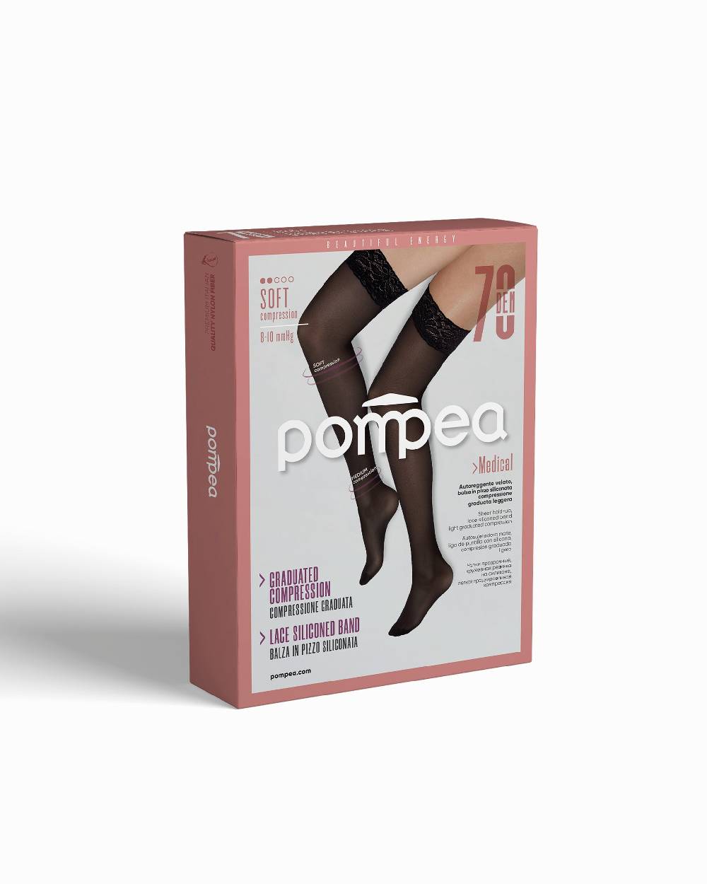 Pompea Autoreggente velato 70 denari contenitivo con compressione graduata leggera Italia