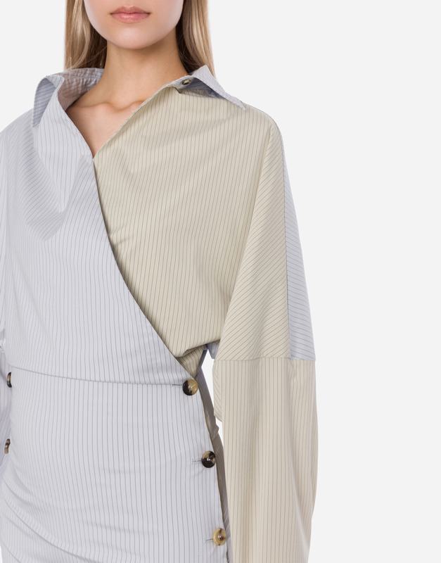 Philosophy Di Lorenzo Serafini Abito in taffetà stretch rigato con bottoni Economico