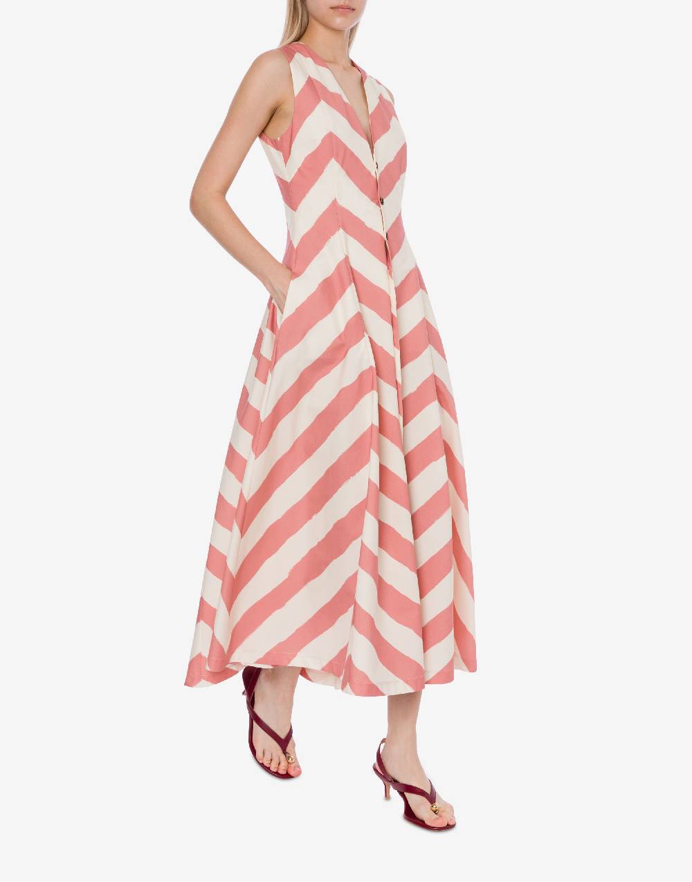 Philosophy Di Lorenzo Serafini Abito chemisier a righe in cotone stretch Saldi Di Fabbrica