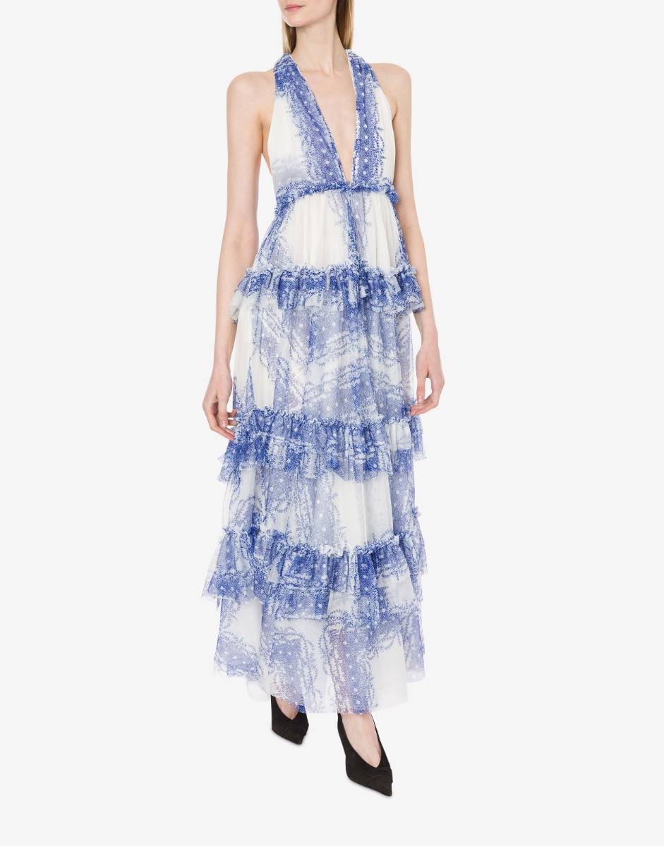 Philosophy Di Lorenzo Serafini Abito a balze in tulle stampato Sottocosto