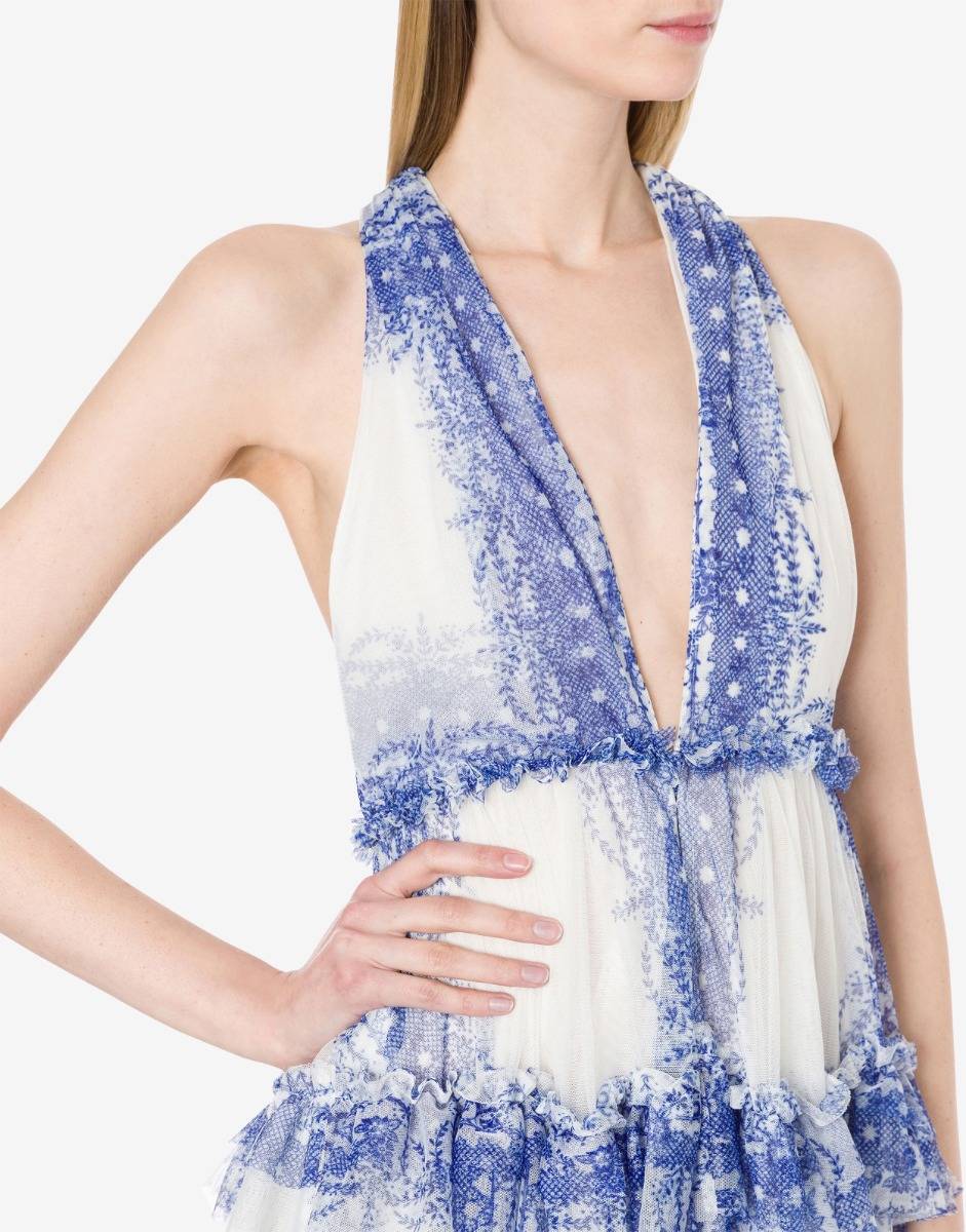 Philosophy Di Lorenzo Serafini Abito a balze in tulle stampato Sottocosto