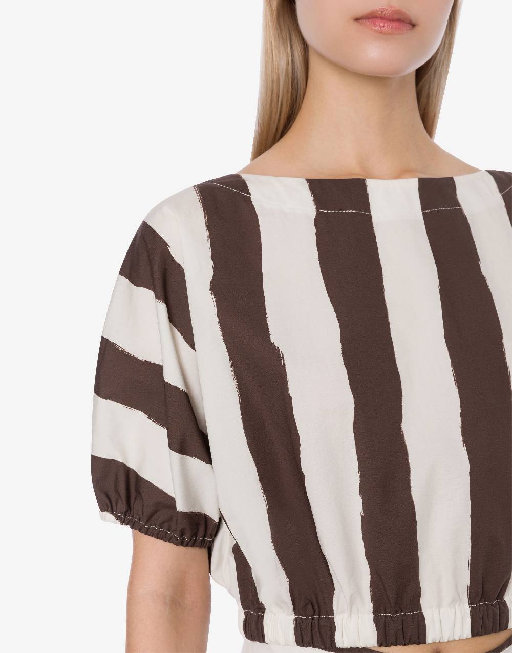 Philosophy Di Lorenzo Serafini Blusa crop a righe in cotone stretch I Più Venduti