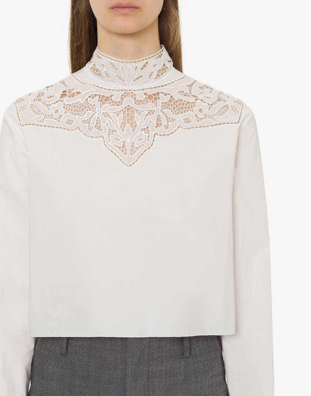 Philosophy Di Lorenzo Serafini Camicia crop in popeline con ricamo Negozi Online