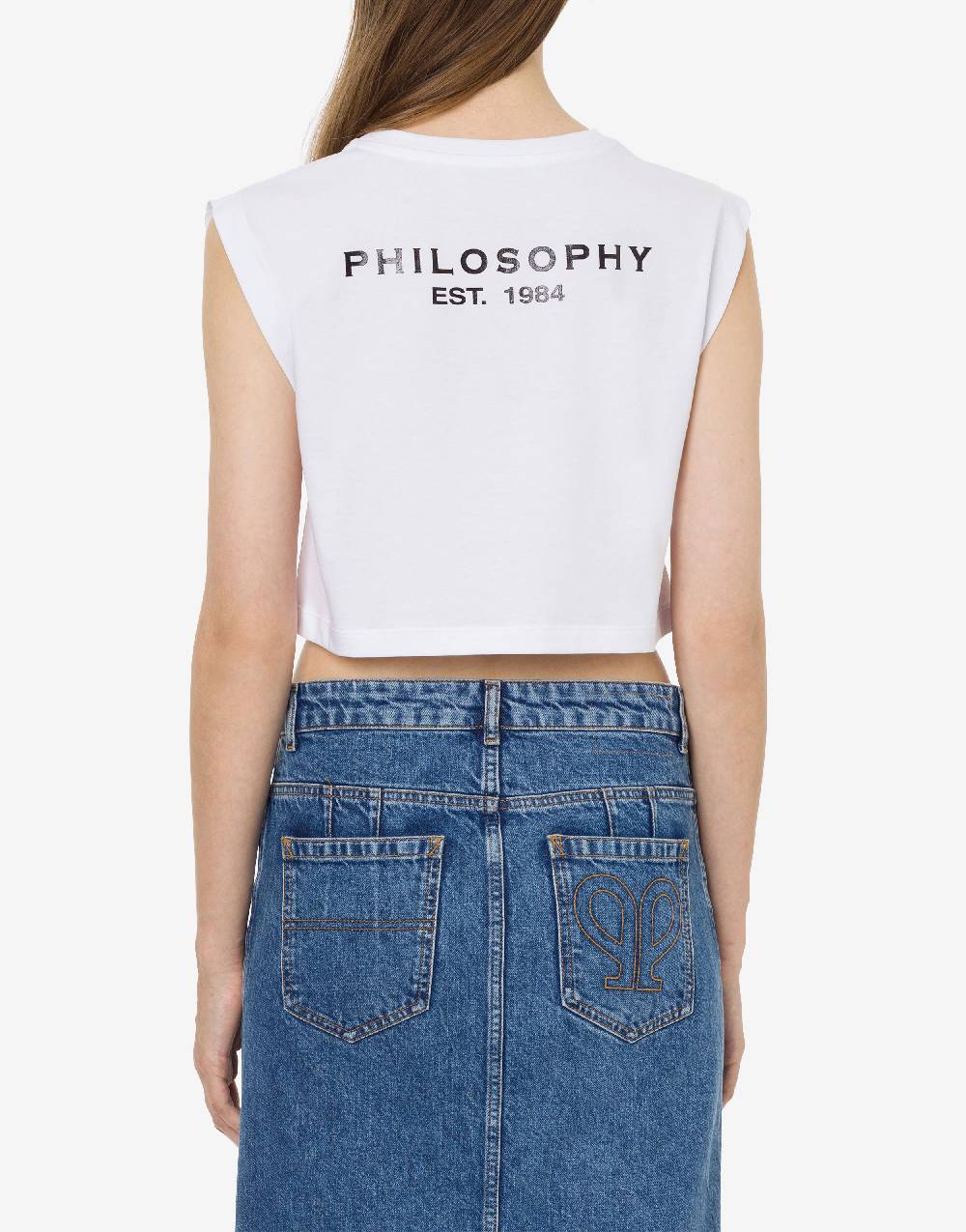 Philosophy Di Lorenzo Serafini Top crop in jersey con logo Fino Al -60%