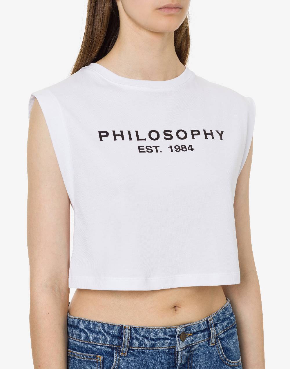 Philosophy Di Lorenzo Serafini Top crop in jersey con logo Fino Al -60%