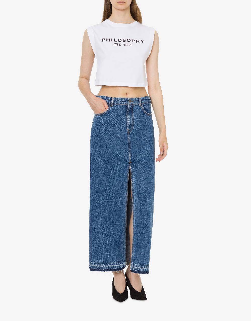 Philosophy Di Lorenzo Serafini Top crop in jersey con logo Fino Al -60%