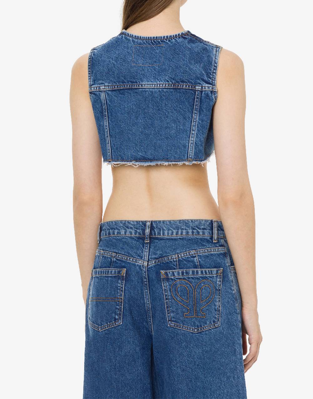 Philosophy Di Lorenzo Serafini Gilet crop in denim Prezzo Ridotto