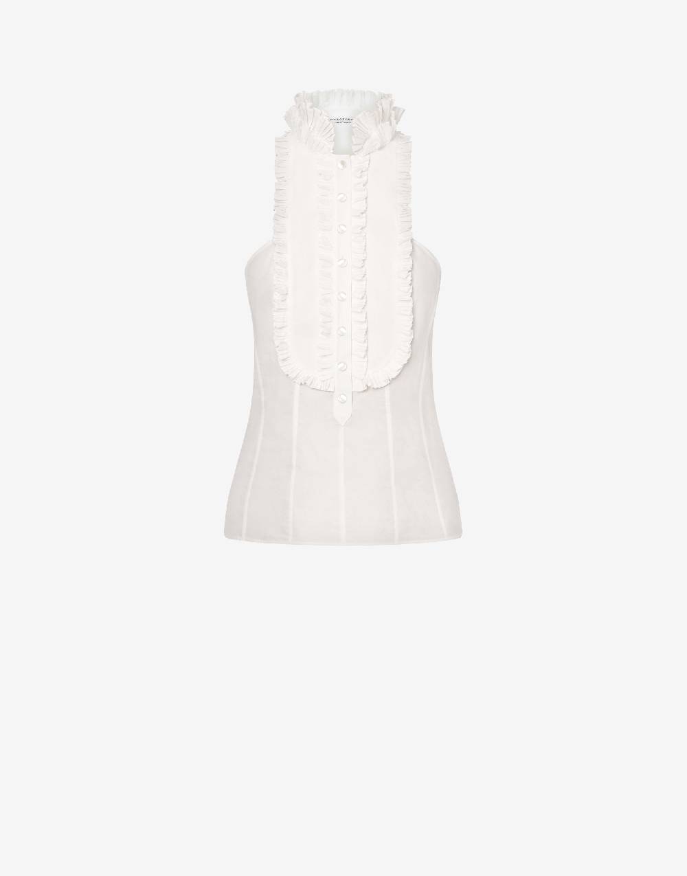 Philosophy Di Lorenzo Serafini Top in popeline con plastron Vendita Economica