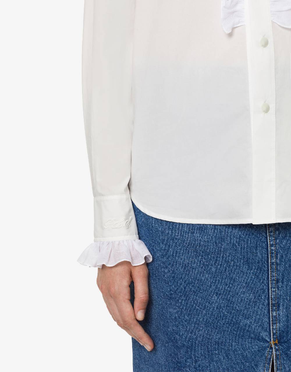 Philosophy Di Lorenzo Serafini Camicia in popeline con ruches Saldi Di Fabbrica