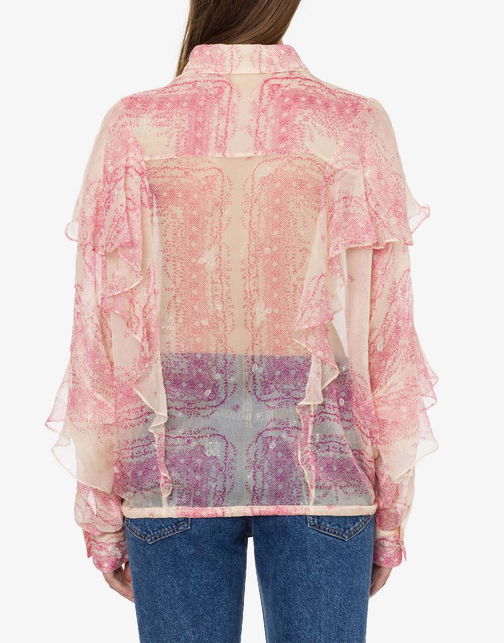 Philosophy Di Lorenzo Serafini Camicia in crépon di seta con volant In Saldo