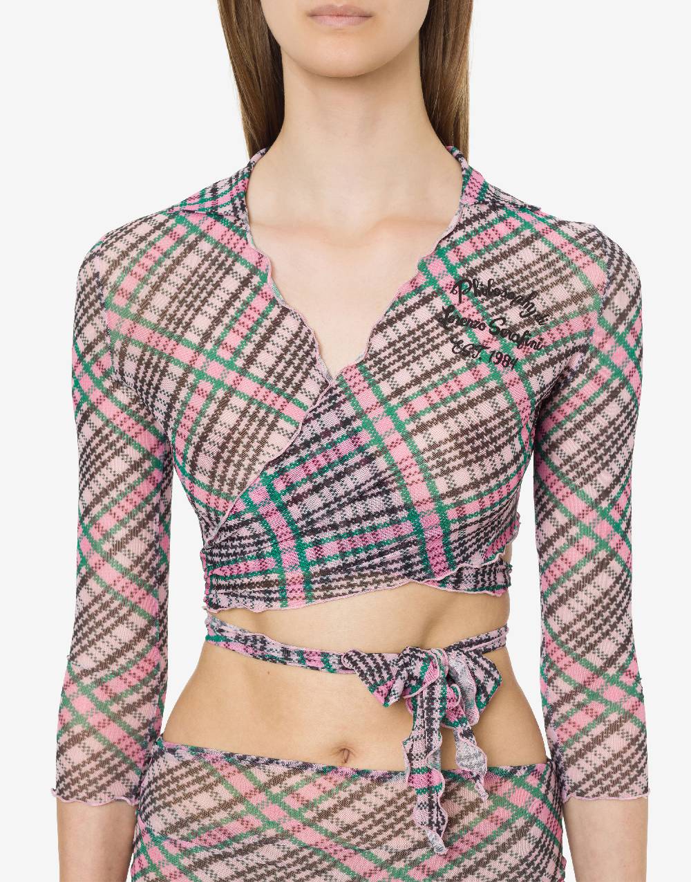 Philosophy Di Lorenzo Serafini Crop top beachwear in tulle Check Nuova