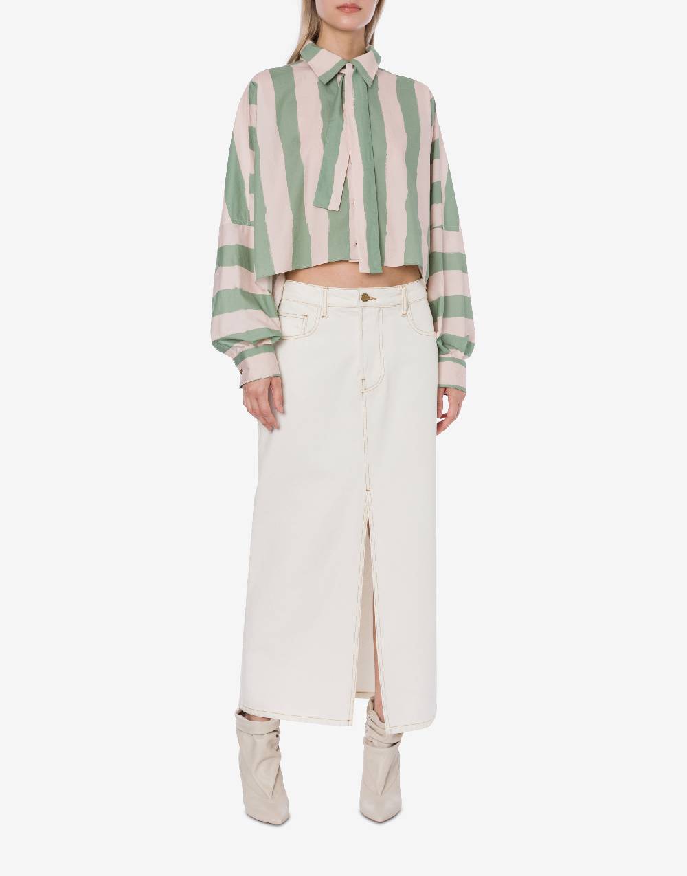 Philosophy Di Lorenzo Serafini Camicia crop a righe in cotone stretch Shopping Online