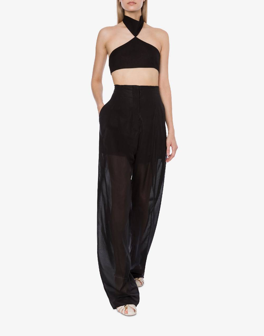 Philosophy Di Lorenzo Serafini Crop top in tela di misto lino Spedizione Gratuita
