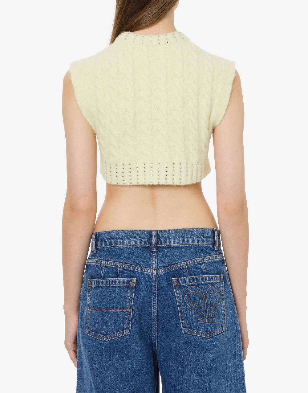 Philosophy Di Lorenzo Serafini Crop top in baby alpaca e lana con strass Hotsell