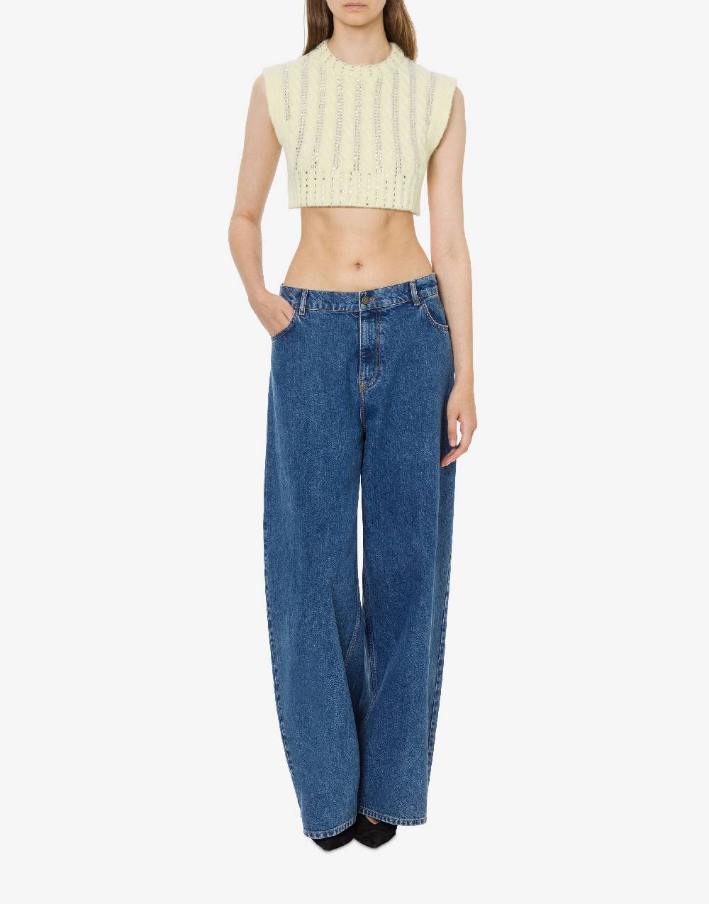 Philosophy Di Lorenzo Serafini Crop top in baby alpaca e lana con strass Hotsell