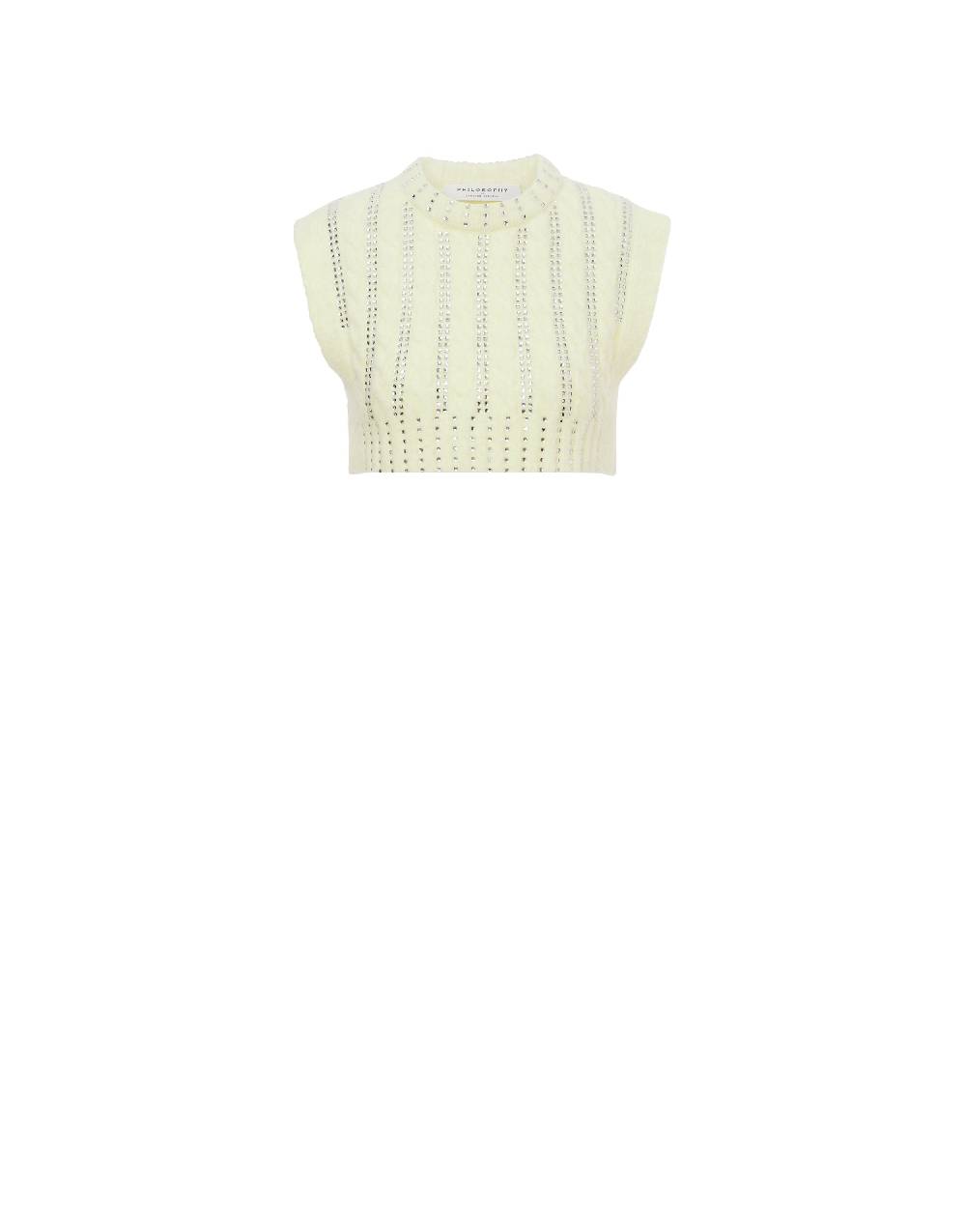 Philosophy Di Lorenzo Serafini Crop top in baby alpaca e lana con strass Hotsell