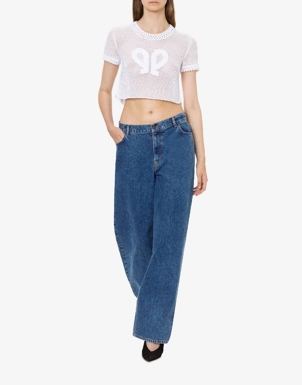 Philosophy Di Lorenzo Serafini Maglia crop in rete stretch Doppia P Vendita Calda