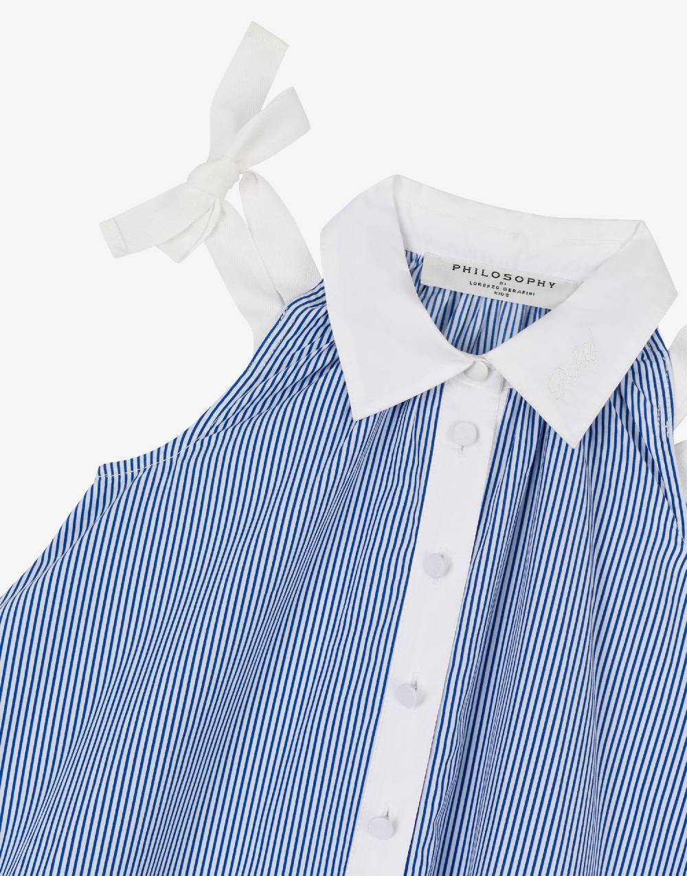 Philosophy Di Lorenzo Serafini Kids abito in popeline rigato con fiocchi Fino Al -60%
