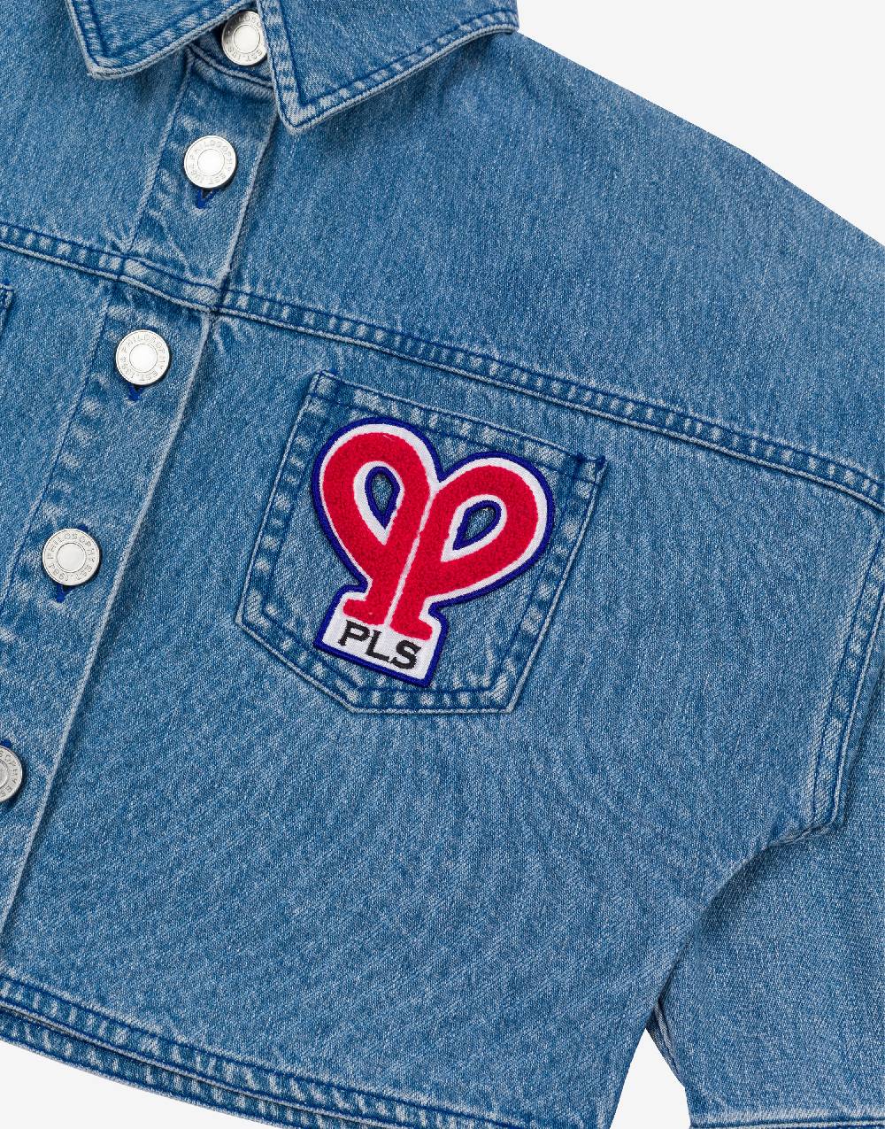 Philosophy Di Lorenzo Serafini Kids giacca crop in denim con patch 'doppia p' Hotsell