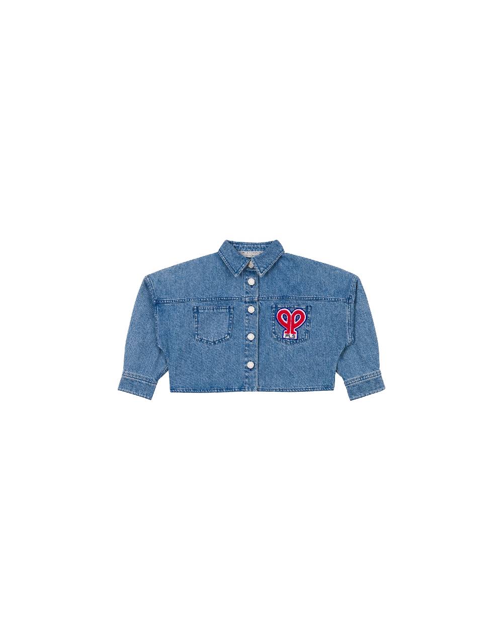 Philosophy Di Lorenzo Serafini Kids giacca crop in denim con patch 'doppia p' Hotsell