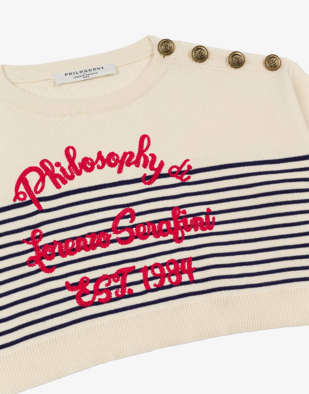 Philosophy Di Lorenzo Serafini Kids maglione in cotone a righe marinière In Saldo