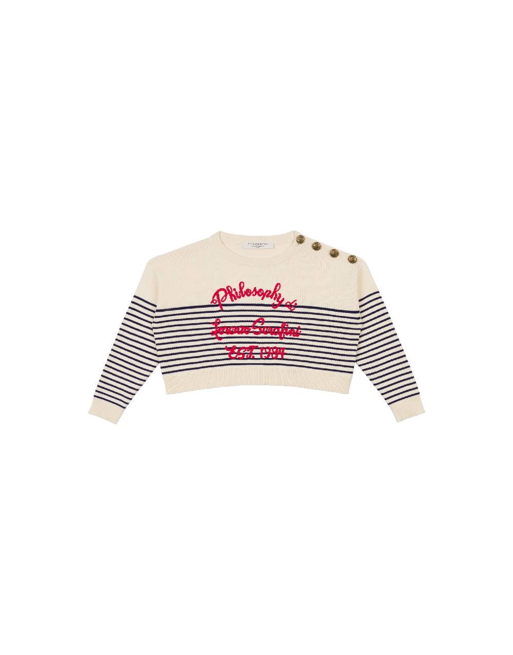 Philosophy Di Lorenzo Serafini Kids maglione in cotone a righe marinière In Saldo