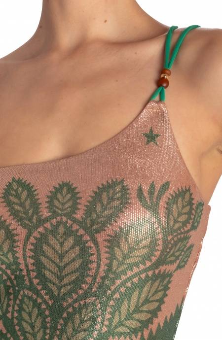 Pin Up Stars ABITO MONOSPALLA LAMÈ STAMPA BEAUTIFUL TREE Italia