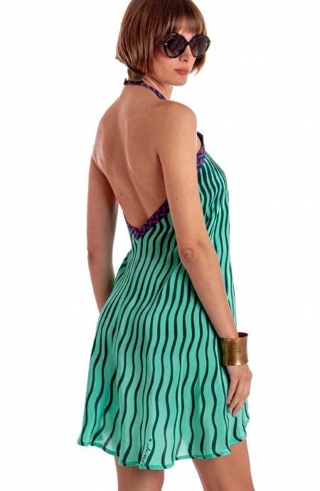 Pin Up Stars ABITO CORTO CON ALLACCIATURA COLLO STAMPA TIGER SUN Nuovo