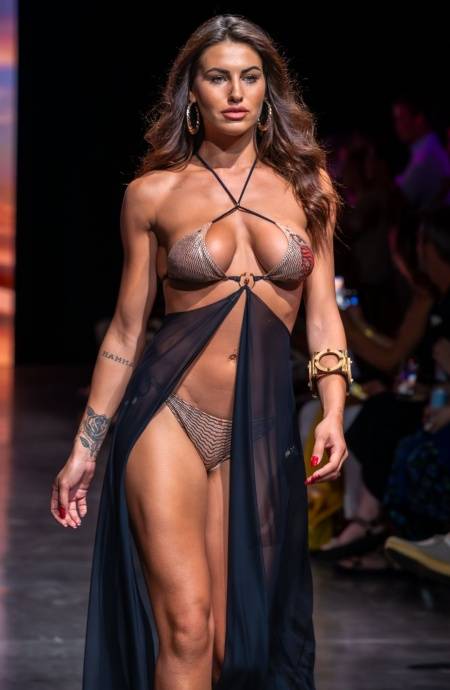 Pin Up Stars BIKINI TRIANGOLO IMBOTTITO LAMÈ CON ACCESSORIO STAMPA TIGER SUN Offerta
