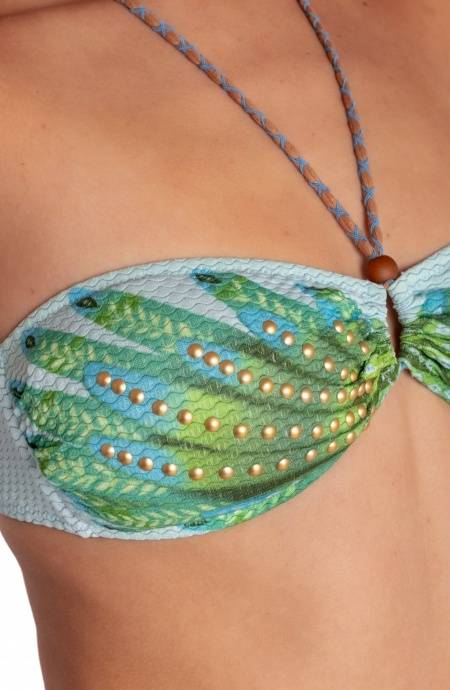 Pin Up Stars BIKINI FASCIA IMBOTTITA CON BORCHIE STAMPA WINGS Offerta speciale