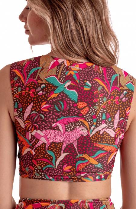 Pin Up Stars TOP INCROCIATO STAMPA TROPICAL Offerte speciali