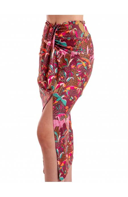 Pin Up Stars GONNA LONGUETTE CON SPACCO STAMPA TROPICAL Enormi risparmi