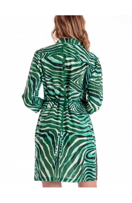 Pin Up Stars ABITO CHEMISIER CON CINTURA STAMPA ZEBRA Ultimo giorno